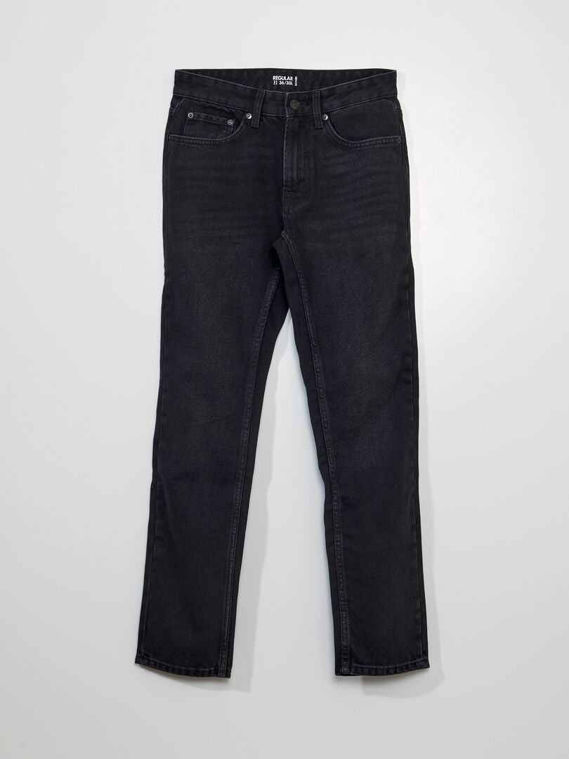 Calça jeans reta com 5 bolsos - L30 - CINZA
