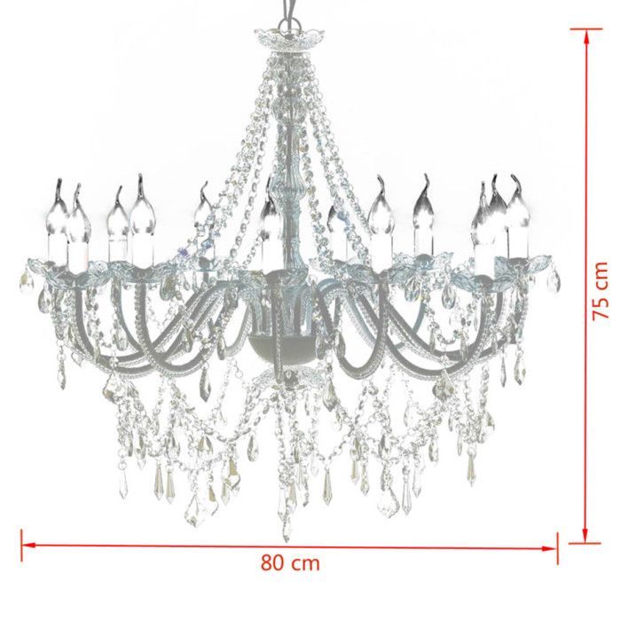 vidaXL Lustre Vénitien Baroque 12 Feux 1600 Cristaux Lampe Plafonnier Salon 60339