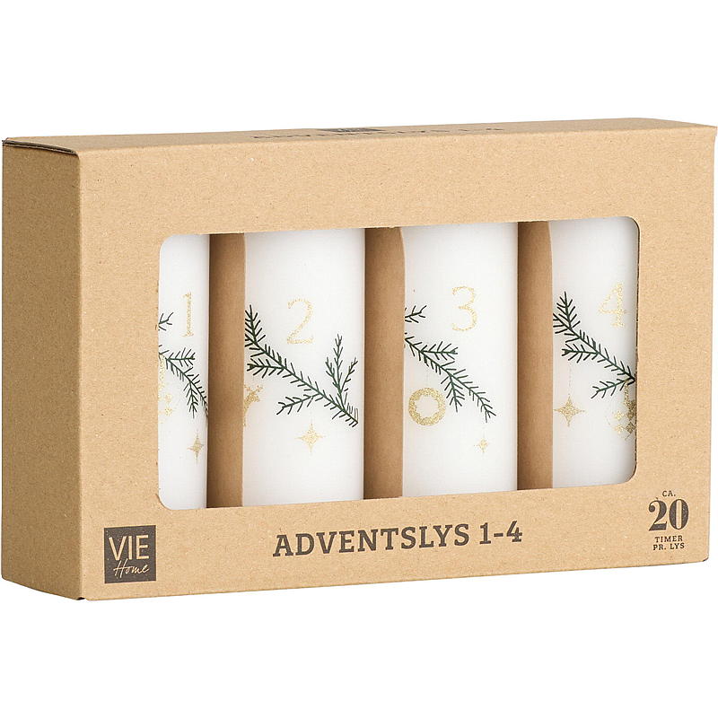 Vie Home Adventskerzen, 4er-Pack, 11 cm, weiß