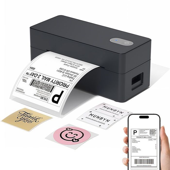 Label printer, Bluetooth/Wi-Fi thermal printer for adhesive labels (30-110mm), inkless, 160mm/s, black