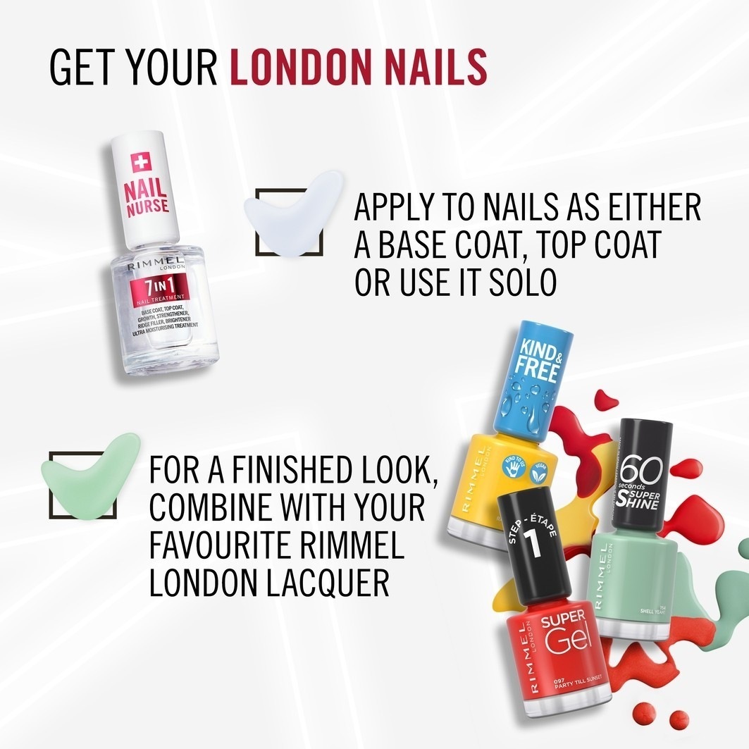 Rimmel London 7 v 1 Multi Benefit podkladový a vrchný lak na nechty - 12 ml