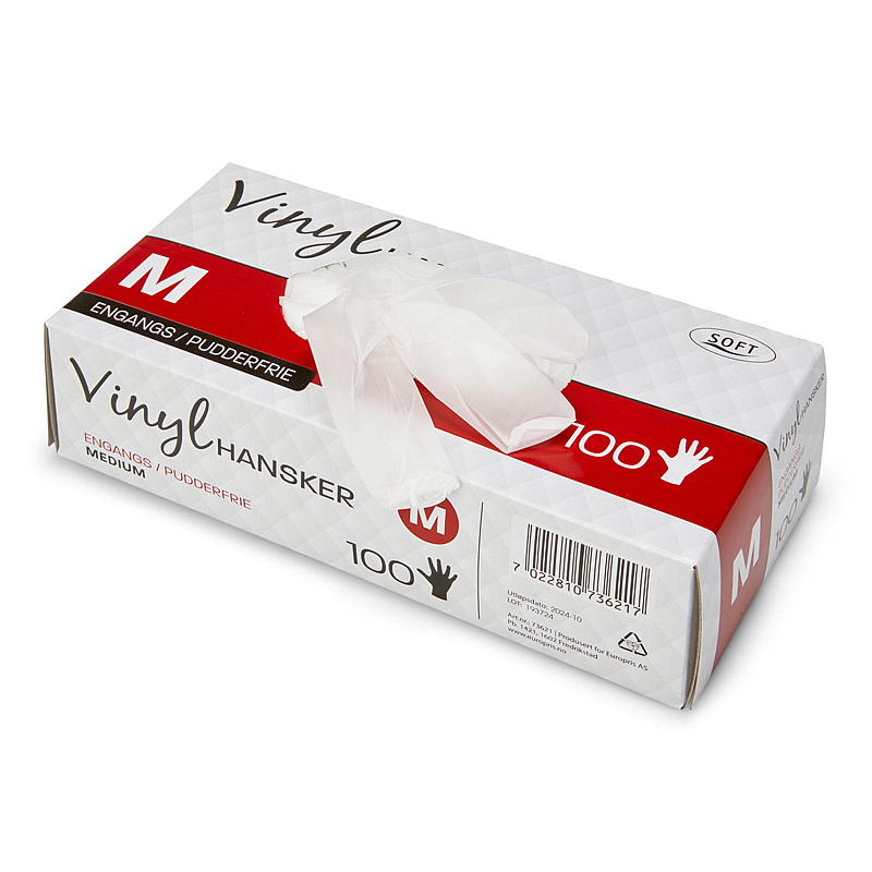 Gants souples jetables taille M, paquet de 100, en vinyle
