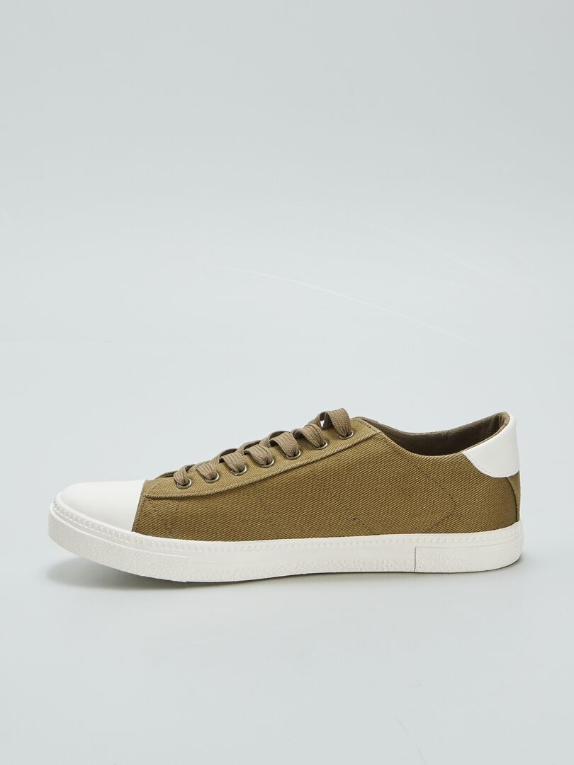Lage canvas sneakers - KHAKI
