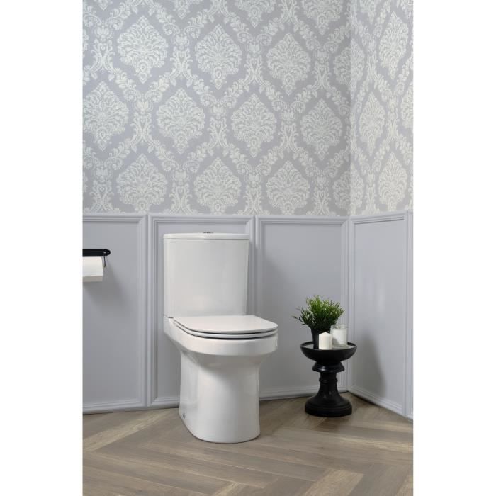 Pack WC au sol sans bride Elite 3/6L, abattant extraplat fermeture douce, Blanc