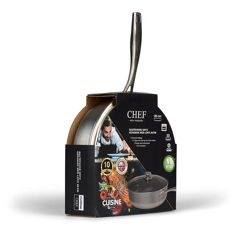 Poêle à sauter Cuisine Chef ø 26 cm avec couvercle, céramique Onyx.