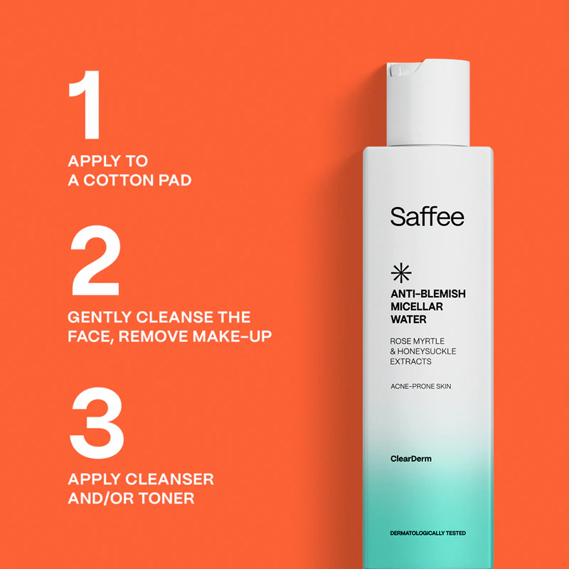 Água Micelar Anti-imperfeições Saffee ClearDerm para pele problemática
