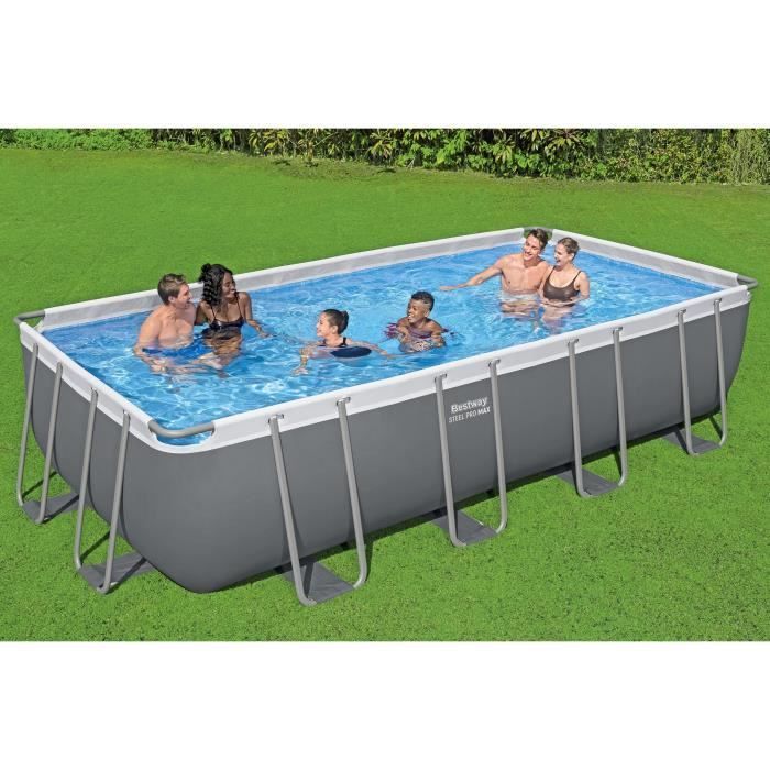 Kit para Piscina Tubular Acima do Solo BESTWAY - Steel Pro Max™ - 549 x 274 x 122 cm - Retangular (Filtro de cartucho, capa, escada)