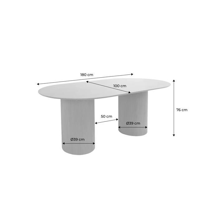 Mesa de comedor rectangular FARO con decoración de madera tallada, con capacidad para 4-6 personas.