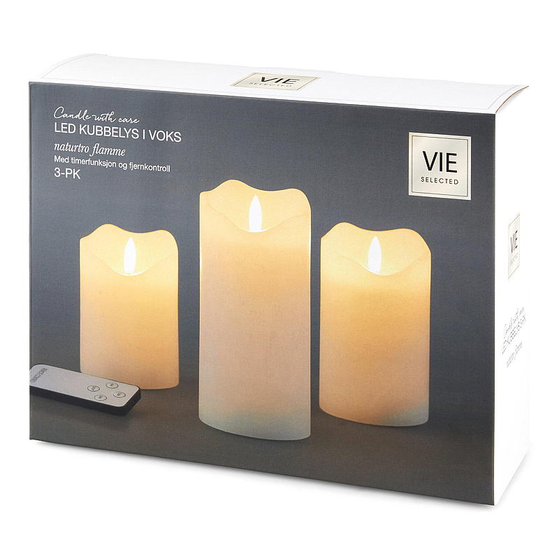 Vie Selected Cube-lampa 3-pack LED 15/12/10 cm, vaxvit