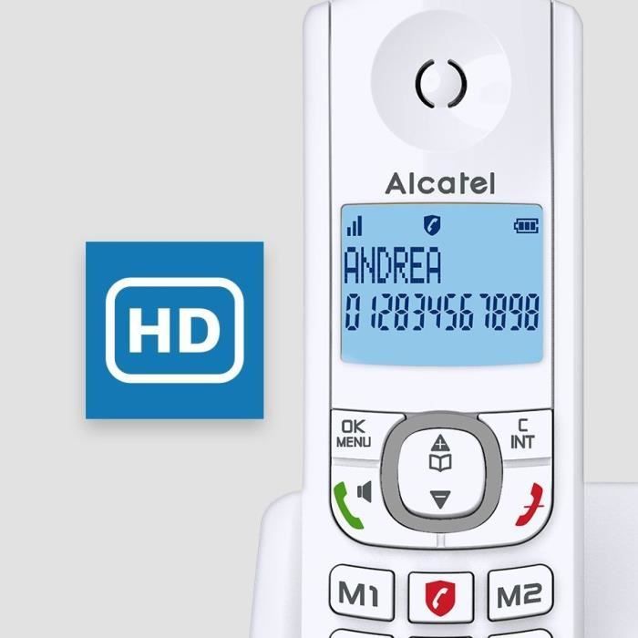 Draadloze telefoon - ALCATEL - F530 Voice - Antwoordapparaat, oproepblokkering, handsfree, 2 snelkiesnummers, wit/grijs