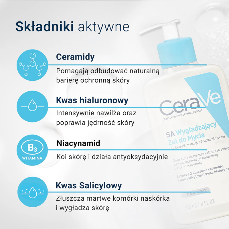 Gel de limpeza suavizante CeraVe Cleansers SA para pele seca.