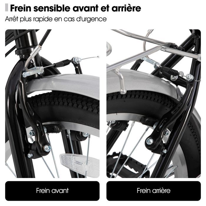 HILAND 26 pouces Vélo de Ville pour Femmes - 7 Vitesses, Freins Double Sécurité, Cadre Bas, Garde-Boue et Porte-Bagages, Noir