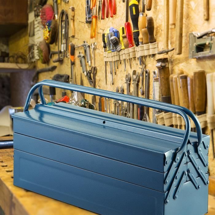 Praktischer Werkzeugkasten aus Stahl – blau – 580 x 220 x 210 mm