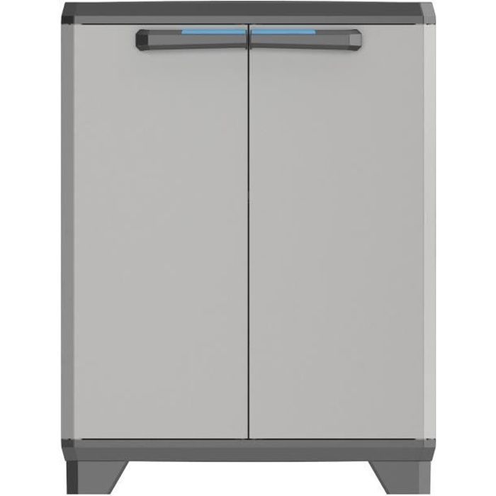 KETER | LINEAIRE LAGE KAST, Zwart / Grijs / Blauw, 68 x 39 x 90 cm