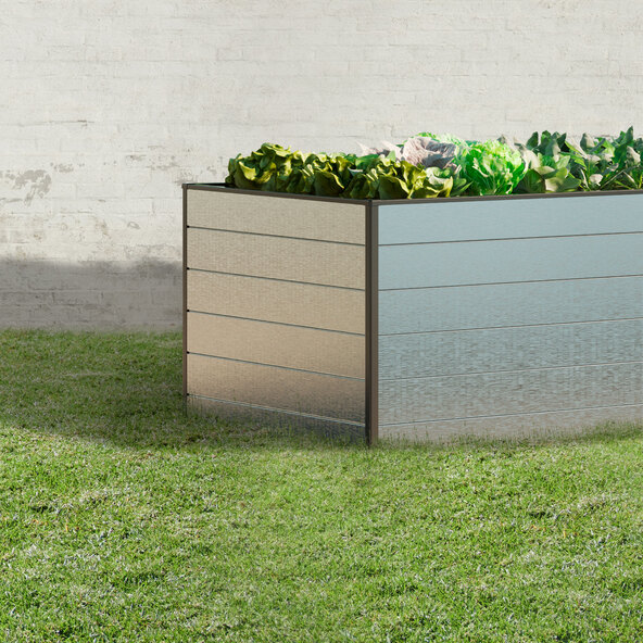 Høybed i aluminium, naturlig aluminium