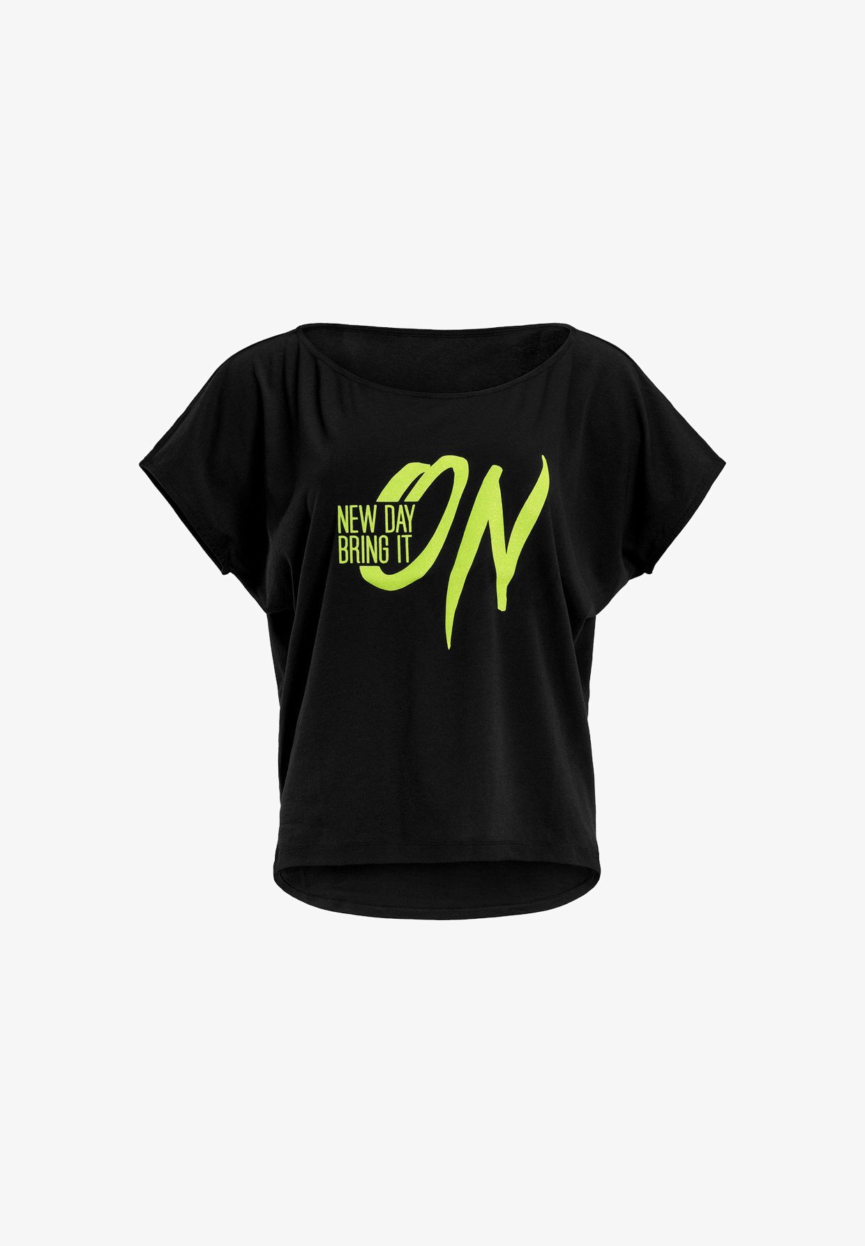 Winshape MCT002 ULTRA LIGHT - T-shirt imprimé - noir/paillettes/jaune fluo