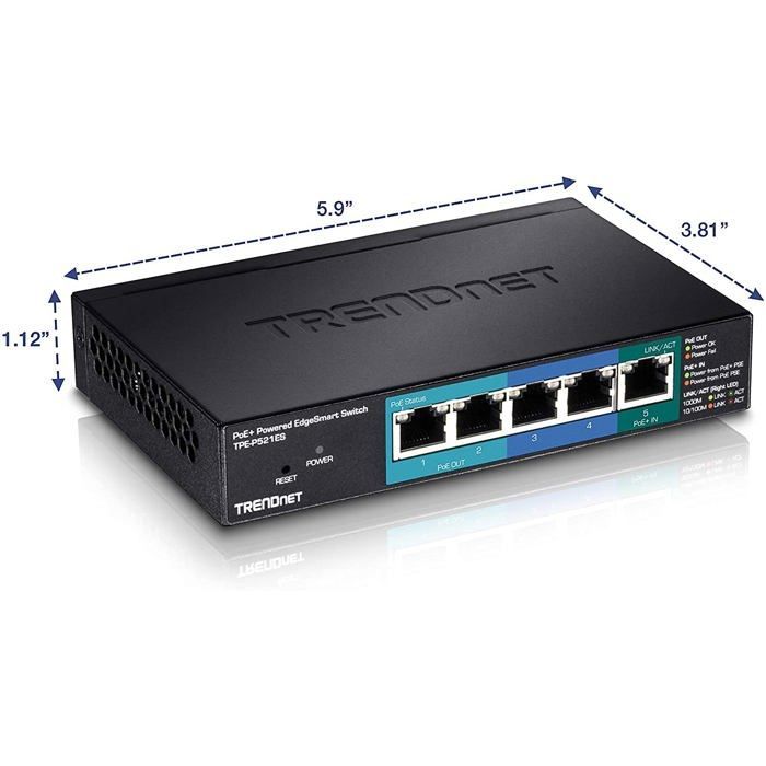 Commutateur intelligent - TRENDnet - TPE-P521ES - 5 ports - PoE+ - Gigabit Ethernet