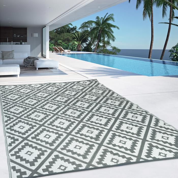IDMARKET Tapis extérieur BAHAMAS gris 270 x 370 CM