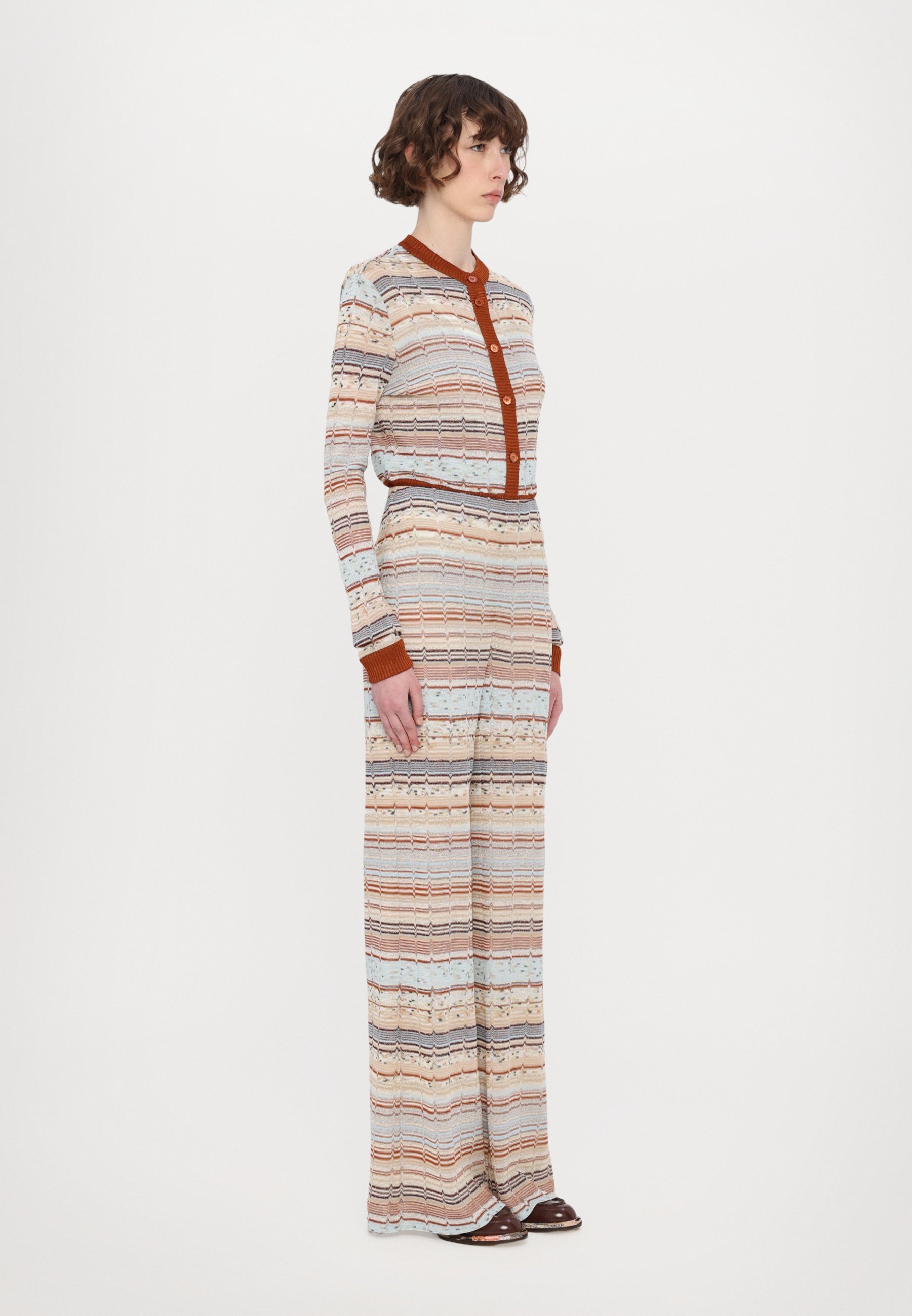 Missoni BROEK - Broek - bruin/crème/grijs