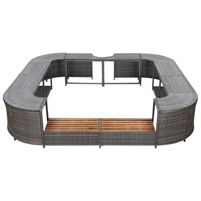 Marco cuadrado para spa vidaXL, gris, 268x268x55 cm, resina tejida.