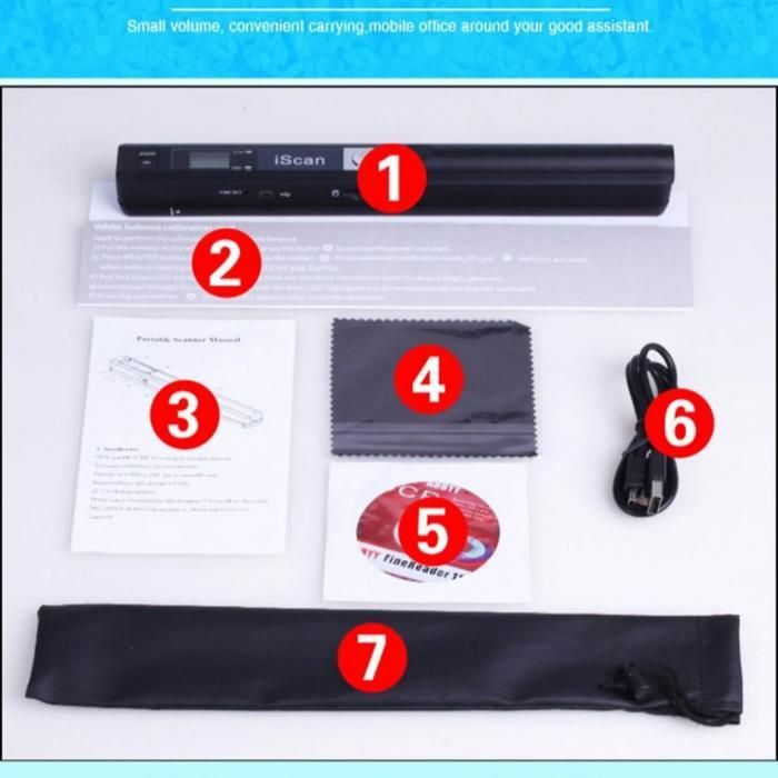 Portable scanner, 8GB memory card, 3 DPI settings, color books, photos, A4 documents, black