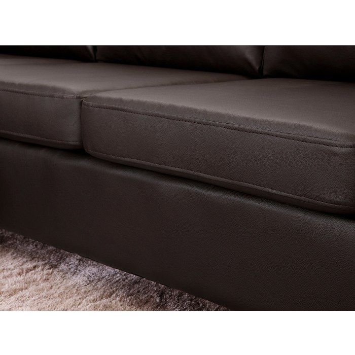 Divano angolare reversibile ACKLEY in similpelle - Cioccolato - Angolo sinistro - Morbido comfort - Rivestimento sfoderabile