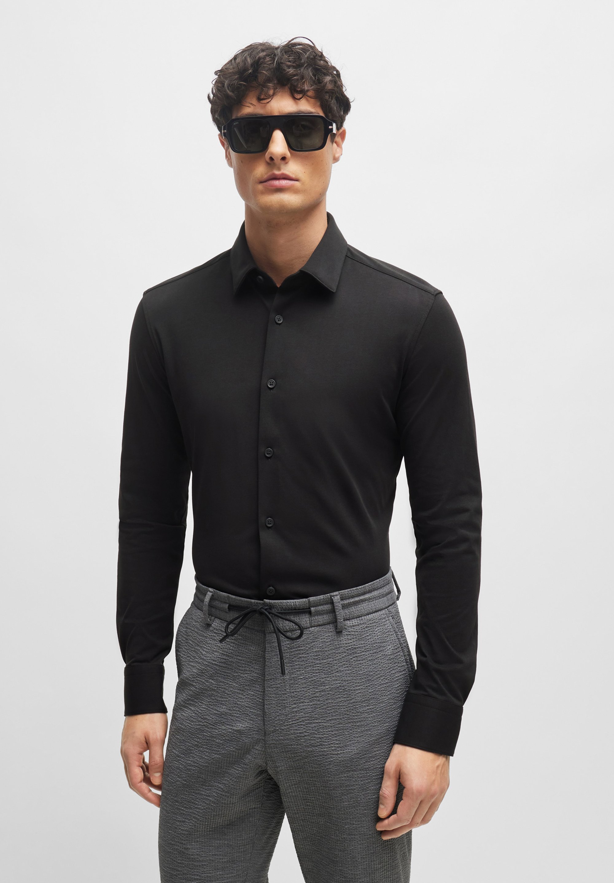 BOSS Slim Fit Langarm - Formeel overhemd - zwart