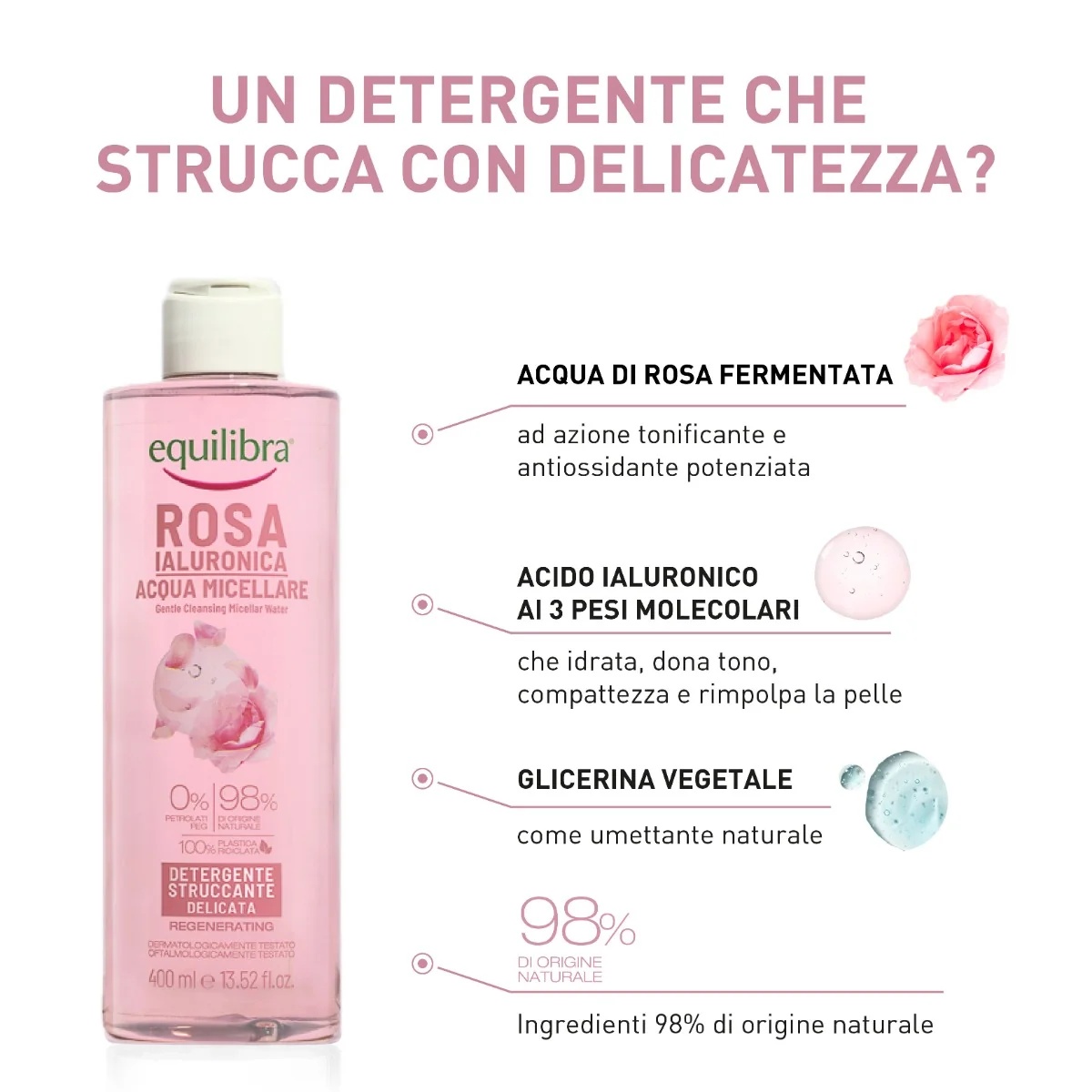 EQUILIBRA Equilibra Rosa Micellair Water 400 ml Reiniger en make-up remover