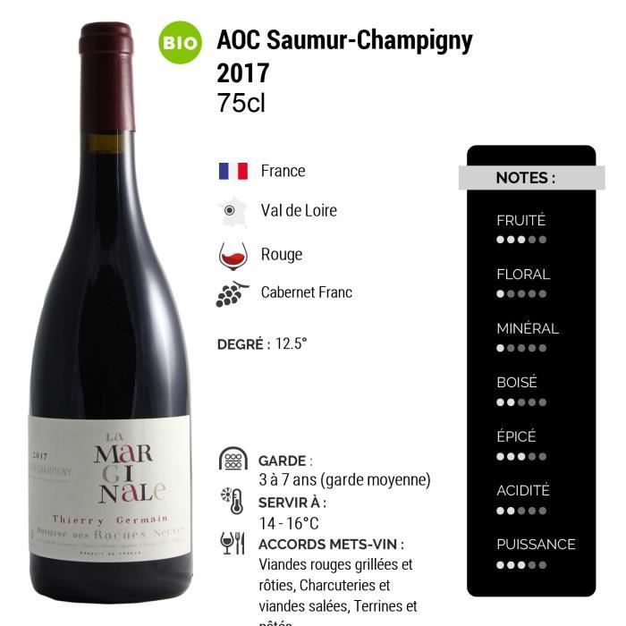 Saumur-Champigny La Marginale Rouge 2017 - Luomu - 6 x 75 cl pullon kotelo - Domaine des Roches Neuves - AOC-punaviini Loiren laaksosta - Rypälelajike
