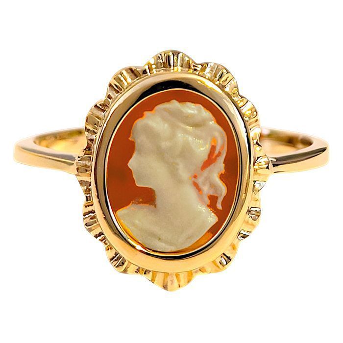 Bague Camé orange Plaqué Or 750/000