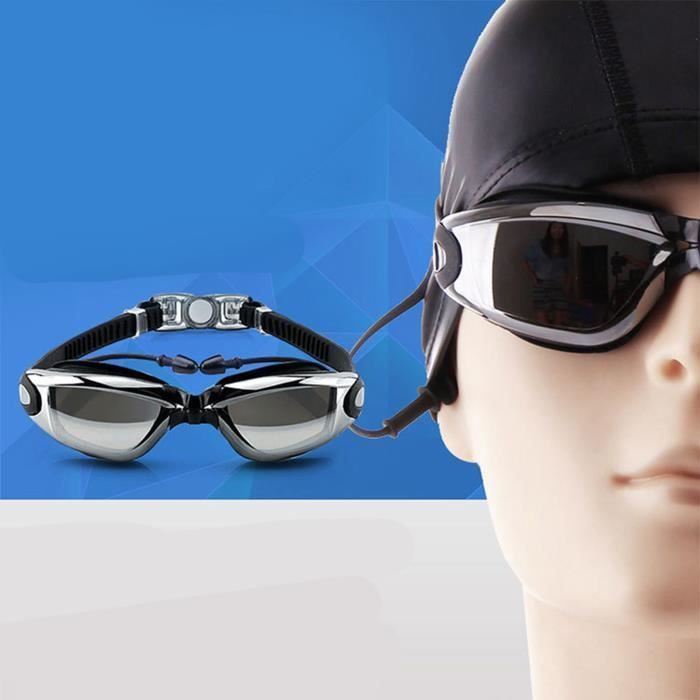 Occhialini antiappannamento, occhialini da nuoto HD, impermeabili, antiappannamento, montatura grande, per immersioni sportive, argento