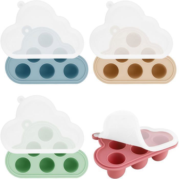 Pot Conservation Bébé en Silicone, 4 Pots Avec Couvercle Pour Diversification Alimentaire Bébé, Conservation Lait Maternel, YYV