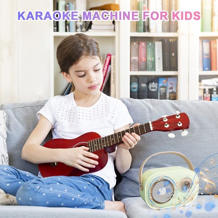 Mini karaoké mignon, Bluetooth portable avec micro, pour fêtes enfants et adultes (vert)