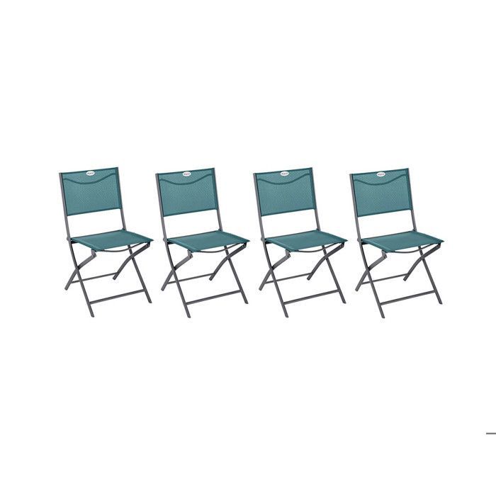 Lot de 4 Chaises de jardin pliante métal Modula Bleu Canard/Graphite - Hespéride
