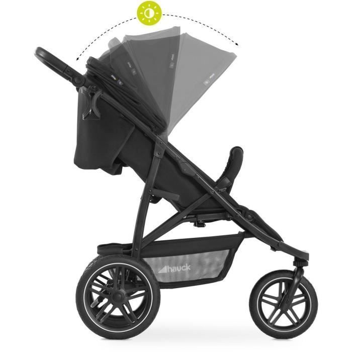 HAUCK – Geländegängiger Kinderwagen – RAPID – 3 Räder – Einhand-Faltmechanismus – Schwarz