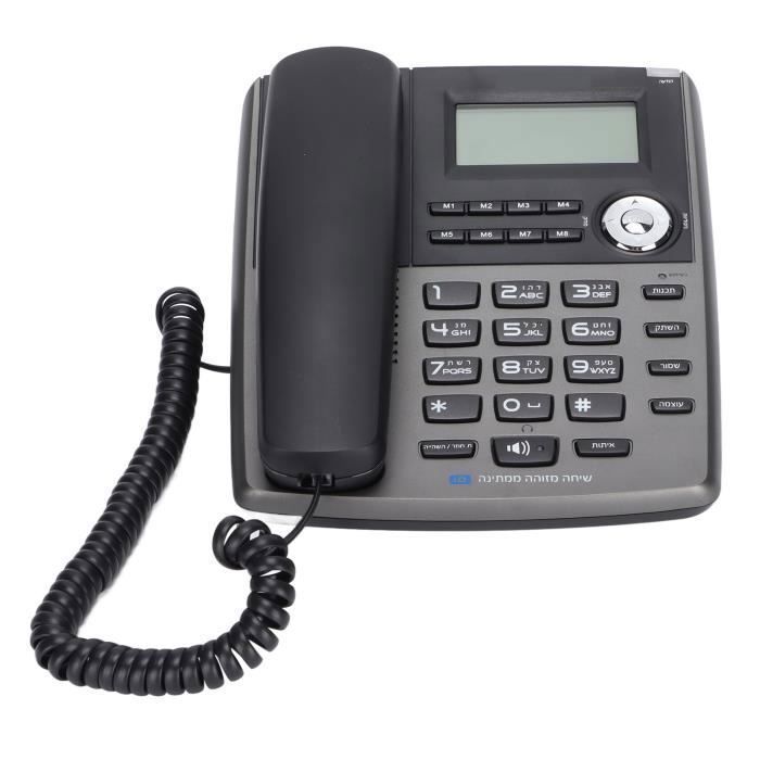 Téléphone fixe filaire écran incliné extra-large avec haut-parleur et afficheur pour la maison et le bureau