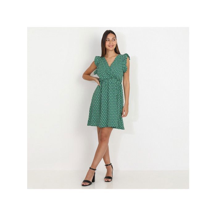Vestido skater con estampado gráfico retro y mangas acampanadas. Cuenta con cintura elástica. Mujer - Vestidos - El