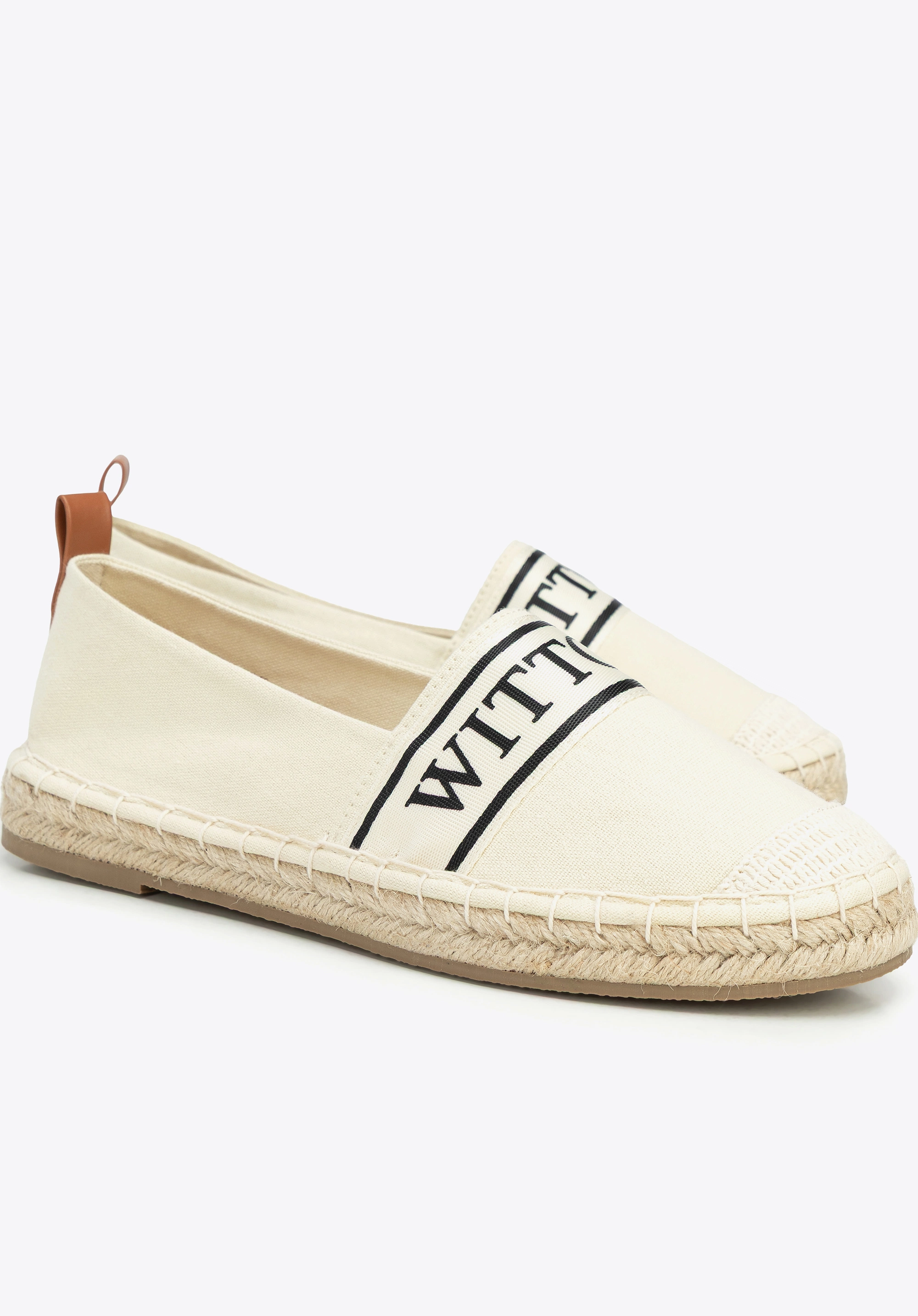 Damskie espadryle z lamówką z logo kremowe