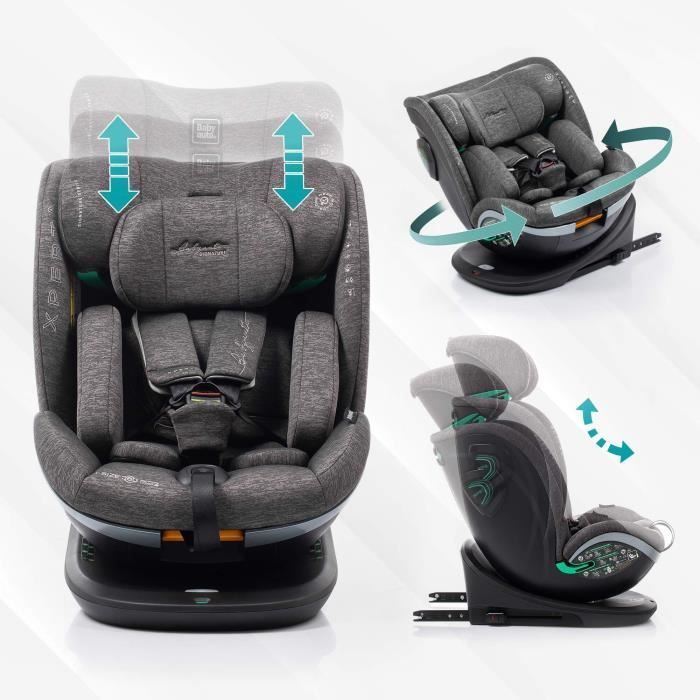 Silla de coche BABYAUTO XPERTA BLACK LINE - Desde el nacimiento hasta los 12 años - 0-36 kg - I-Size - ISOFIX - Giro de 360° - ECE R129