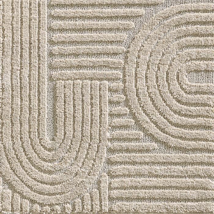 Tapis pour salon - SIMPEX - Style scandinave - Design 3D - Doux et moelleux - Taille 60 x 110 cm - Couleur beige