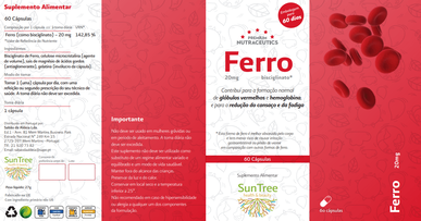 SunTree Iron Bisglycinate 20mg kapsle pro snížení únavy a vyčerpání, 60 kapslí.