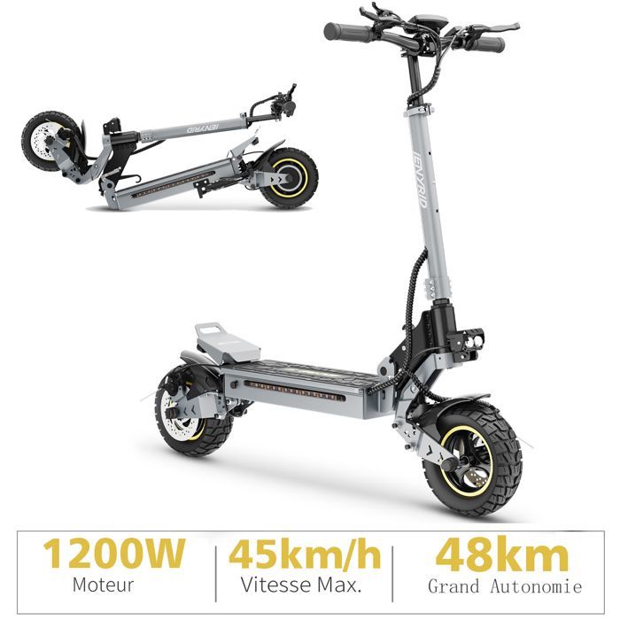 Opvouwbare elektrische scooter, 1200W motor, 15-45 km/u, 48V 15Ah, maximaal draagvermogen 120 kg