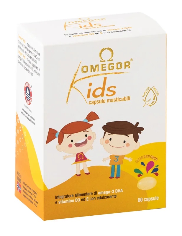 OMEGOR Omegor Kids Ômega 3 e suplemento vitamínico, 60 cápsulas mastigáveis