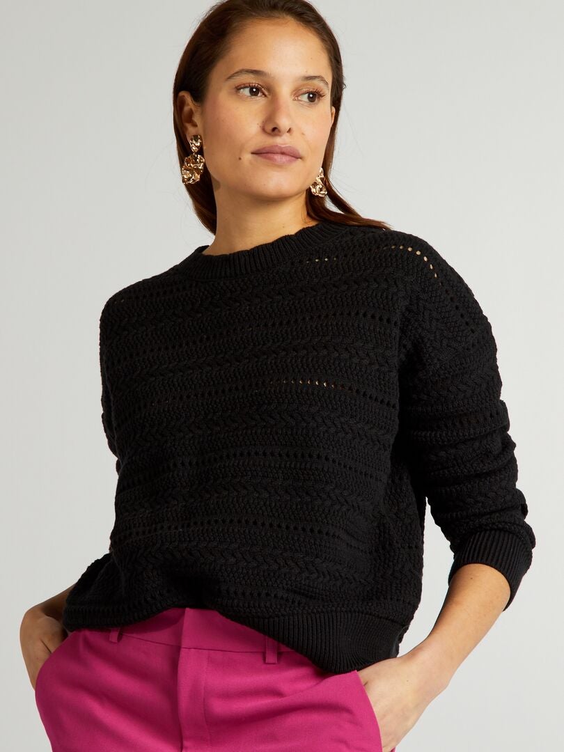 Jersey de punto calado - negro