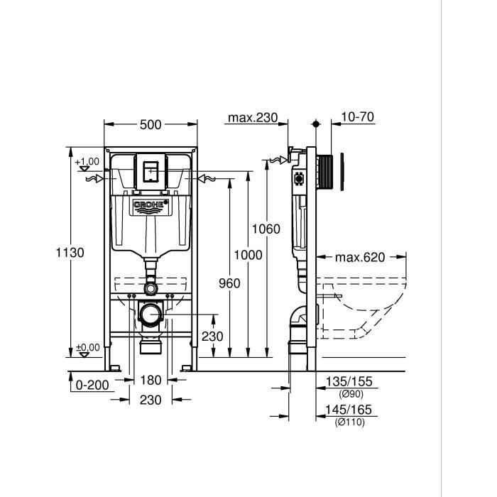Solido pack 3 en 1 pour WC - Hauteur d'installation 1,13m - GROHE - 38811KF0