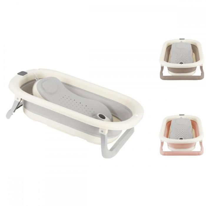 Bañera plegable MIPAN para bebés con cojín y termómetro - Bañera portátil para bebés - Bañera para bebés de 0 a 36 meses - Gris