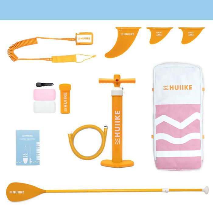 Paddle Gonflable Adulte Rose avec des Accessoires de Qualité - HUIIKE | Stand Up Paddle avec Pagaie en Aluminium, Pompe, Leash