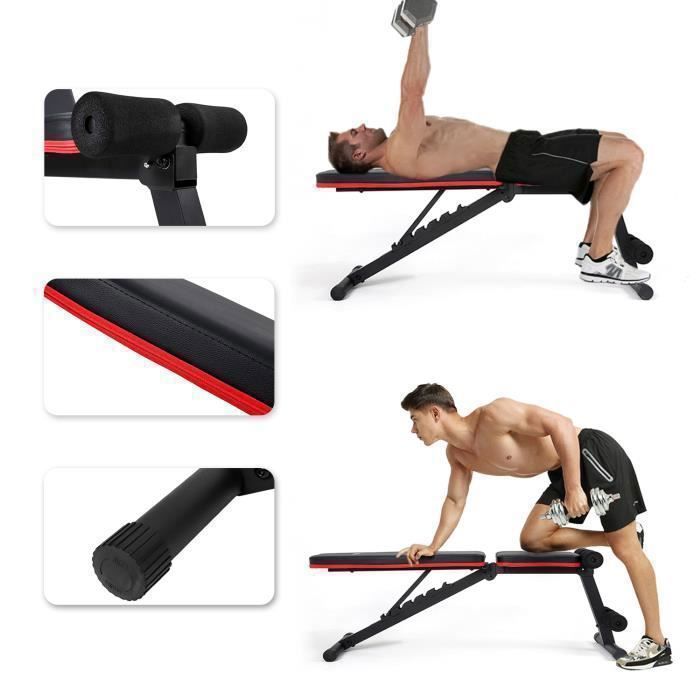 ISE Multifunctional Folding Incline Weight Bench, Fitness Sit-up Bench, 7-Position Adjustable Backrest, for Home Office, Max 100KG