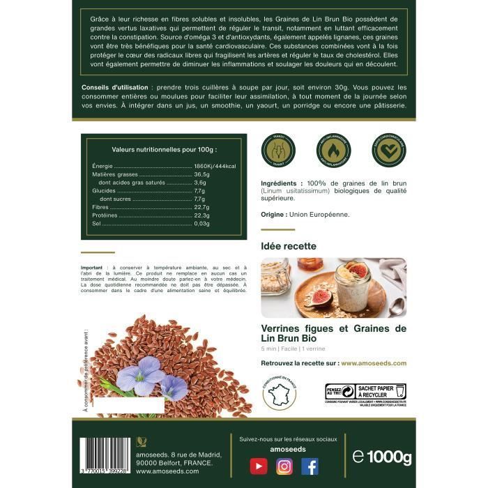 Bio-Leinsamen (braun) 1 kg - Premium-Qualität - amoseeds