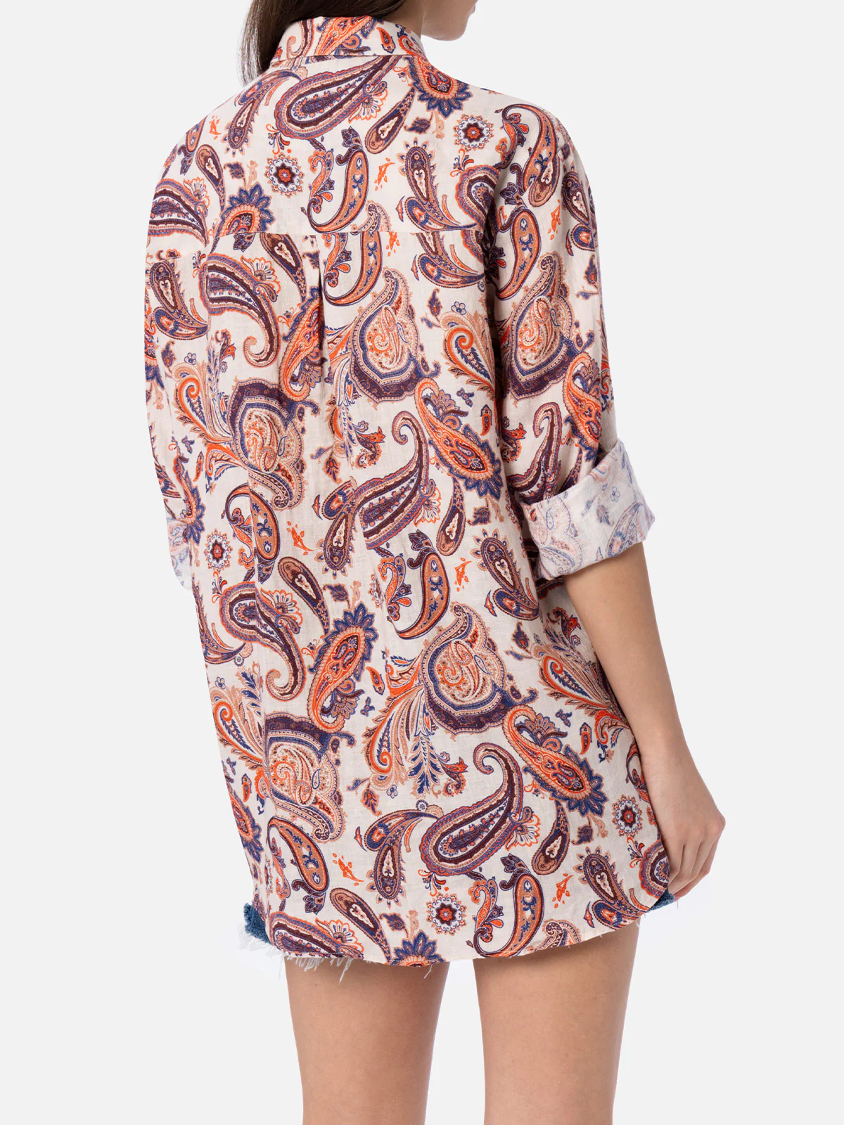 Alodie Damen-Leinenhemd mit Paisley-Muster und Taschen